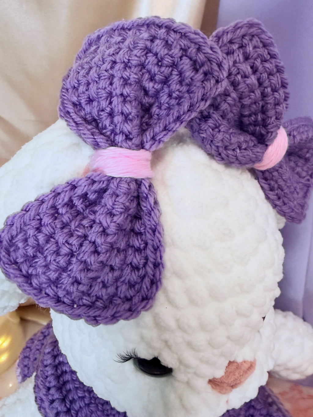 Bunny "Maple" - Handmade Crochet Bunny in Purple Dress - 17 " Plush Toy
