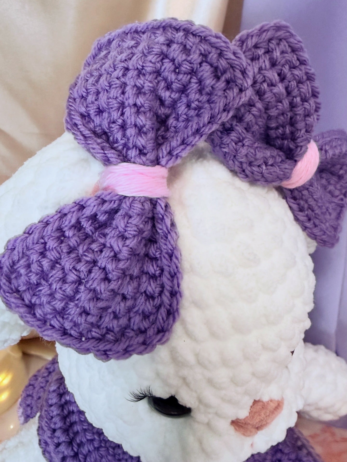 Bunny "Maple" - Handmade Crochet Bunny in Purple Dress - 17 " Plush Toy