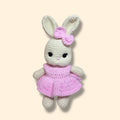 Crochet handmade bunny in pink dress