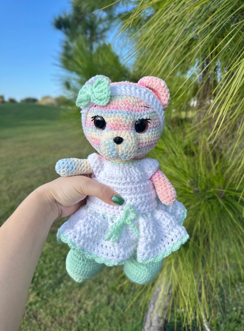 The Pastel Dream Crochet  Lady Bear in a Wedding Dress