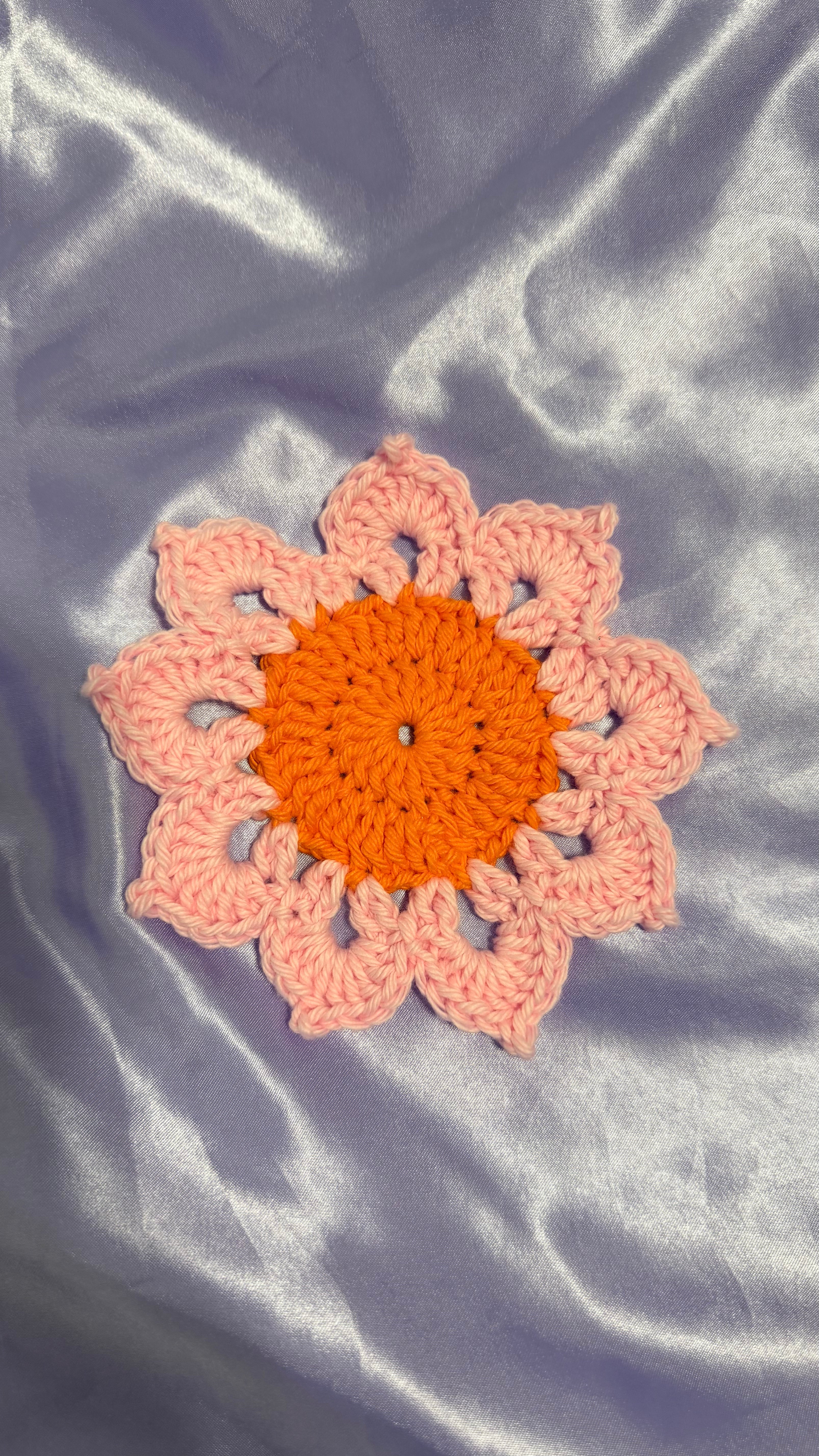 Crochet flower coaster