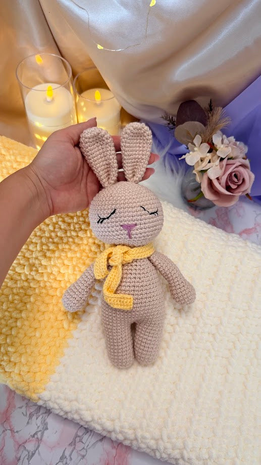 Crochet Baby Gift Set – Plush Blanket & Handmade Sleeping Bunny