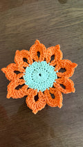 Crochet flower coaster