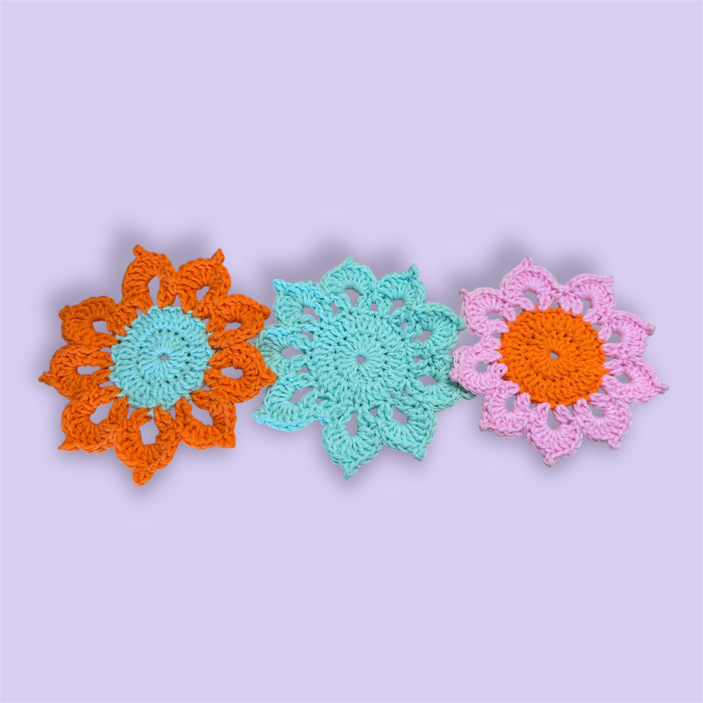 Crochet flower coaster