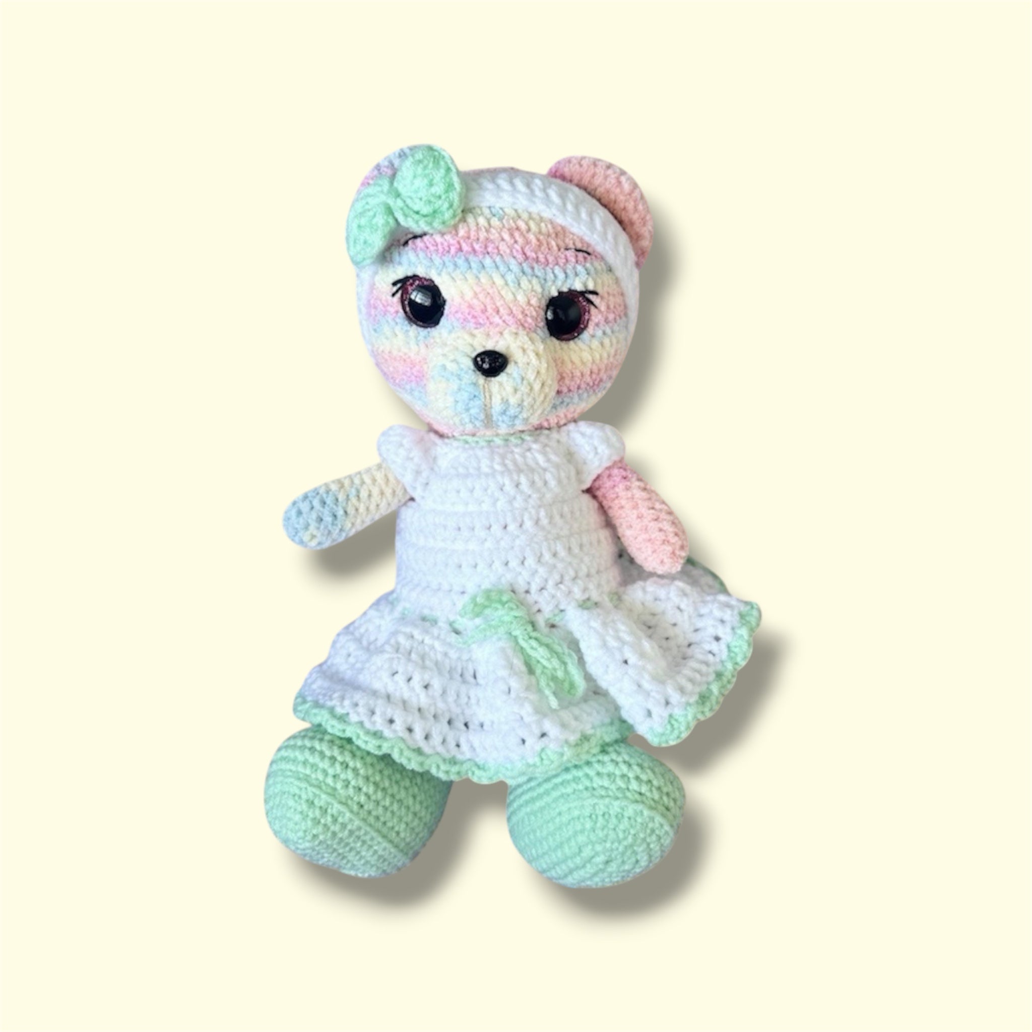 The Pastel Dream Crochet  Lady Bear in a Wedding Dress
