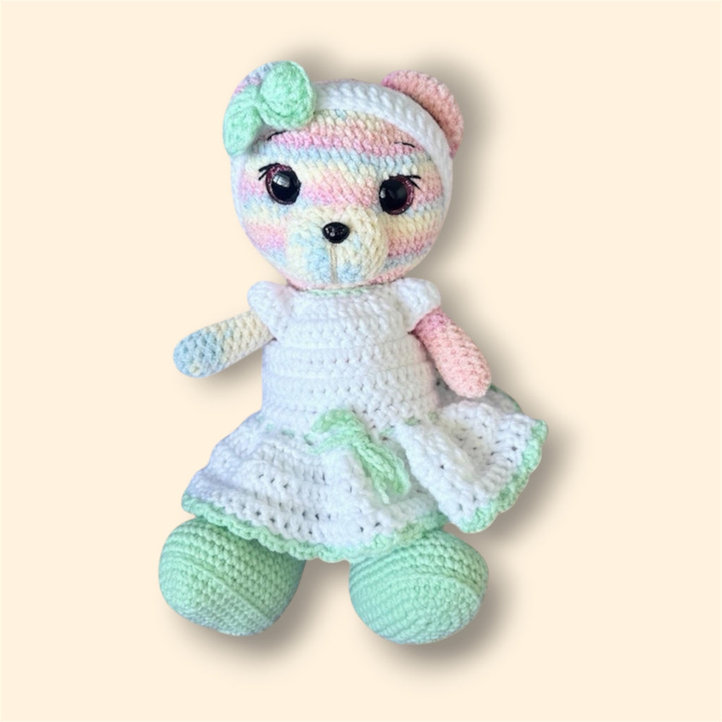 The Pastel Dream Crochet  Lady Bear in a Wedding Dress