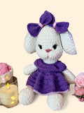 Bunny "Maple" - Handmade Crochet Bunny in Purple Dress - 17 " Plush Toy